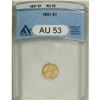 Image 1 : 1851 G$1 AU53 ANACS. NGC Census: (15/2981). PCGS P