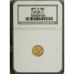 1851-O G$1 XF45 NGC. NGC Census: (5/589). PCGS Pop