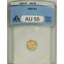 1853 G$1 AU55 ANACS. NGC Census: (82/7076). PCGS P
