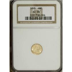 1853 G$1 AU58 NGC. NGC Census: (825/6238). PCGS Po