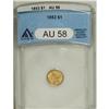 Image 1 : 1853 G$1 AU58 ANACS. NGC Census: (825/6251). PCGS