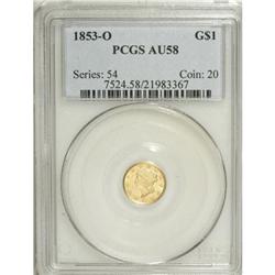 1853-O G$1 AU58 PCGS. PCGS Population (78/206). NG