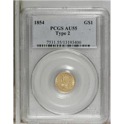 1854 G$1 Type Two AU55 PCGS. PCGS Population (454/