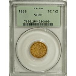 1838 $2 1/2 VF25 PCGS. PCGS Population (4/128). NG