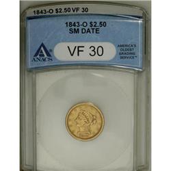 1843-O $2 1/2 Small Date, Crosslet 4 VF30 ANACS. N