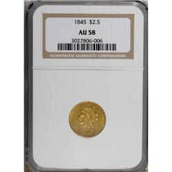 1845 $2 1/2 AU58 NGC. NGC Census: (50/63). PCGS Po