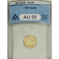 1851 $2 1/2 AU55 ANACS. NGC Census: (27/440). PCGS