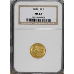 1851 $2 1/2 MS62 NGC. NGC Census: (111/88). PCGS P