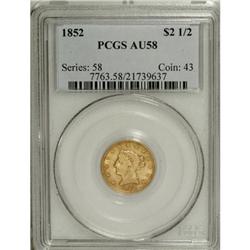 1852 $2 1/2 AU58 PCGS. PCGS Population (83/215). N