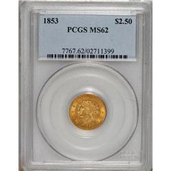 1853 $2 1/2 MS62 PCGS. PCGS Population (136/153).