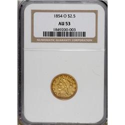 1854-O $2 1/2 AU53 NGC. NGC Census: (38/227). PCGS