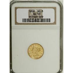 1858 $2 1/2 AU53 NGC. NGC Census: (8/135). PCGS Po
