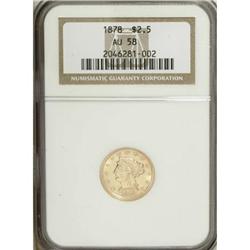 1878 $2 1/2 AU58 NGC. NGC Census: (258/1110). PCGS