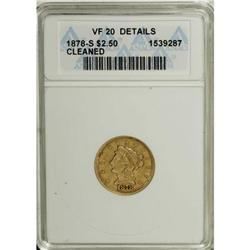 1878-S $2 1/2 --Cleaned--ANACS. VF20 Details. NGC C