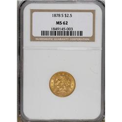 1878-S $2 1/2 MS62 NGC. NGC Census: (90/54). PCGS
