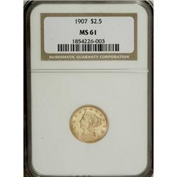 1907 $2 1/2 MS61 NGC. NGC Census: (498/5244). PCGS