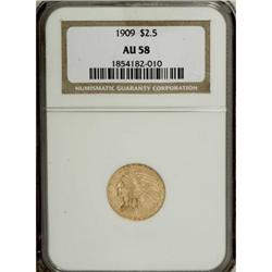 1909 $2 1/2 AU58 NGC. NGC Census: (535/3776). PCGS