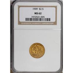 1909 $2 1/2 MS62 NGC. NGC Census: (1552/1384). PCG