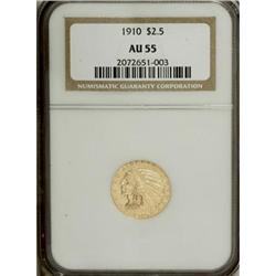 1910 $2 1/2 AU55 NGC. NGC Census: (54/5023). PCGS