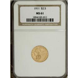 1911 $2 1/2 MS61 NGC. NGC Census: (1695/4817). PCG