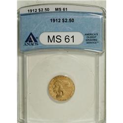 1912 $2 1/2 MS61 ANACS. NGC Census: (1280/2807). P