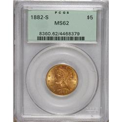 1882-S $5 MS62 PCGS. PCGS Population (355/294). NG