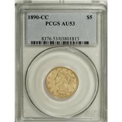 1890-CC $5 AU53 PCGS. PCGS Population (23/262). NG