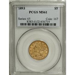 1893 $5 MS61 PCGS. PCGS Population (505/1619). NGC