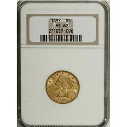 1897 $5 MS62 NGC. NGC Census: (943/831). PCGS Popu