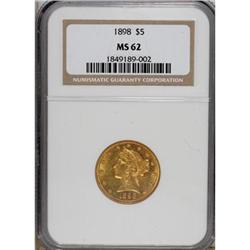 1898 $5 MS62 NGC. NGC Census: (580/357). PCGS Popu