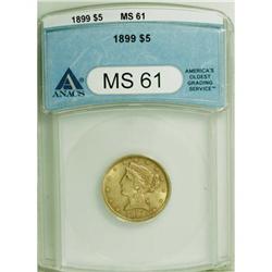 1899 $5 MS61 ANACS. NGC Census: (1211/7011). PCGS