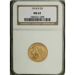 1914-D $5 MS62 NGC. NGC Census: (396/289). PCGS Po