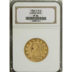 1854-O $10 Large Date VF30 NGC. NGC Census: (1/139