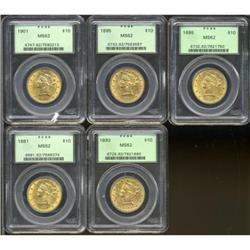 1881 $10 MS62 PCGS. PCGS Population (970/204). NGC Cen