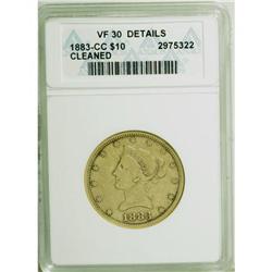 1883-CC $10 --Cleaned--ANACS. VF30 Details. NGC Cen