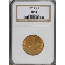 1883-S $10 AU58 NGC. NGC Census: (30/36). PCGS Pop