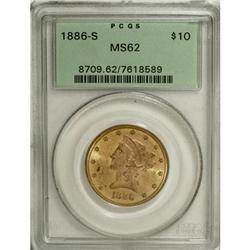 1886-S $10 MS62 PCGS. PCGS Population (577/190). N