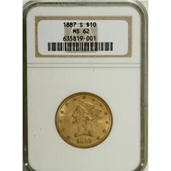 1887-S $10 MS62 NGC. NGC Census: (354/53). PCGS Po