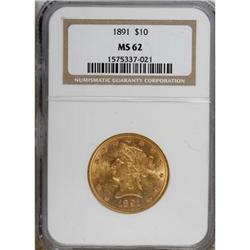 1891 $10 MS62 NGC. NGC Census: (148/30). PCGS Popu