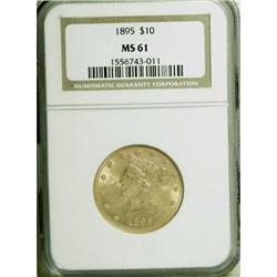 1895 $10 MS61 NGC. NGC Census: (2361/4479). PCGS P