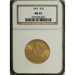 1901 $10 MS63 NGC. NGC Census: (4813/2654). PCGS P
