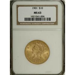 1901 $10 MS63 NGC. NGC Census: (4813/2654). PCGS P