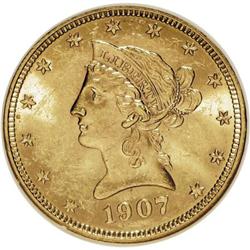 1907 $10 MS62 NGC. NGC Census: (6727/5062). PCGS P