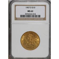 1907-D $10 MS62 NGC. NGC Census: (142/109). PCGS P