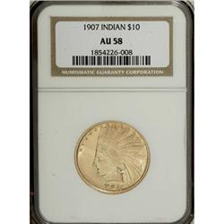 1907 $10 No Periods AU58 NGC. NGC Census: (512/379
