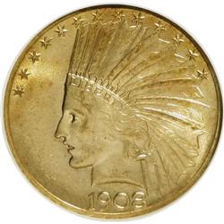 1908 $10 Motto MS62 NGC. NGC Census: (733/495). PC