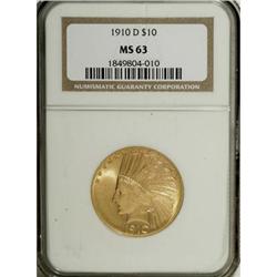 1910-D $10 MS63 NGC. NGC Census: (1276/798). PCGS