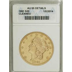 1861 $20 --Cleaned--ANACS. AU55 Details. NGC Census