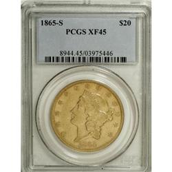 1865-S $20 XF45 PCGS. PCGS Population (84/555). NG