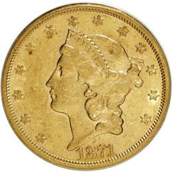 1871-S $20 AU53 PCGS. PCGS Population (70/178). NG